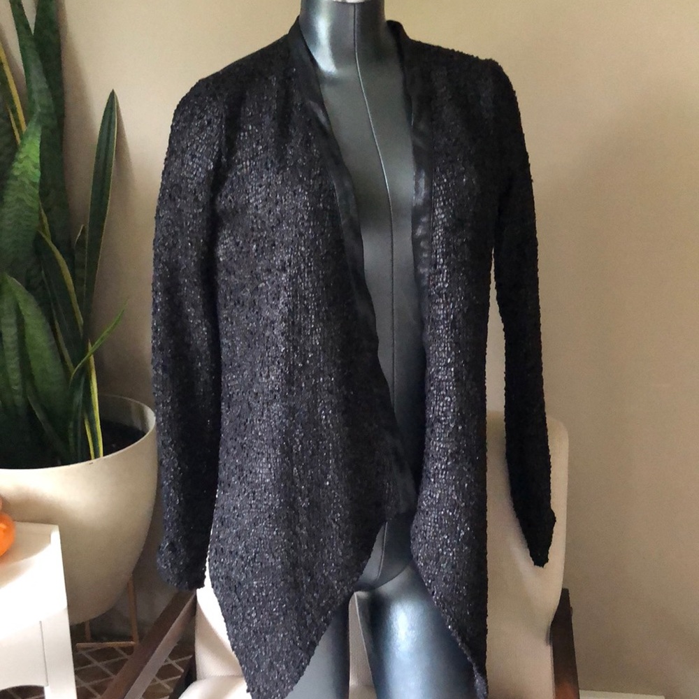 Sw3 bespoke Black open front sweater